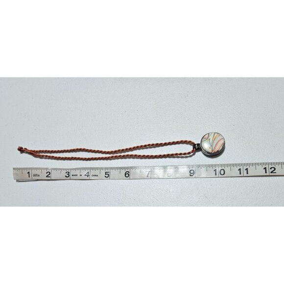 Boho Handcrafted Modern Art Painted Magnetic Pendant Necklace Brown Twisted Cord - Picture 5 of 6